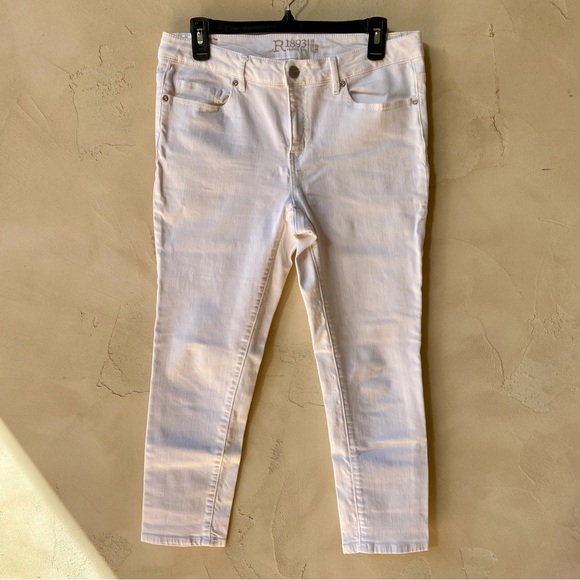 ROEBUCK & CO. 1893 White Denim Jegging Crop Jeans Stretch 5 Pocket Size 12 - Picture 4 of 13